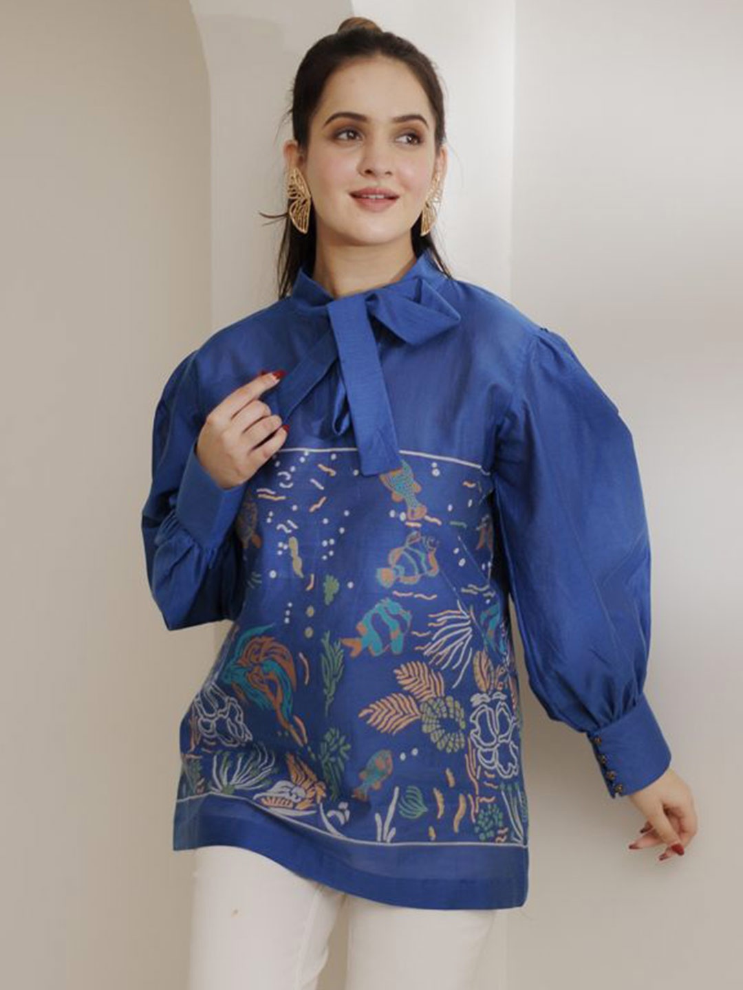 

KIDAR Women Comfort Floral Opaque Printed Casual Shirt, Blue