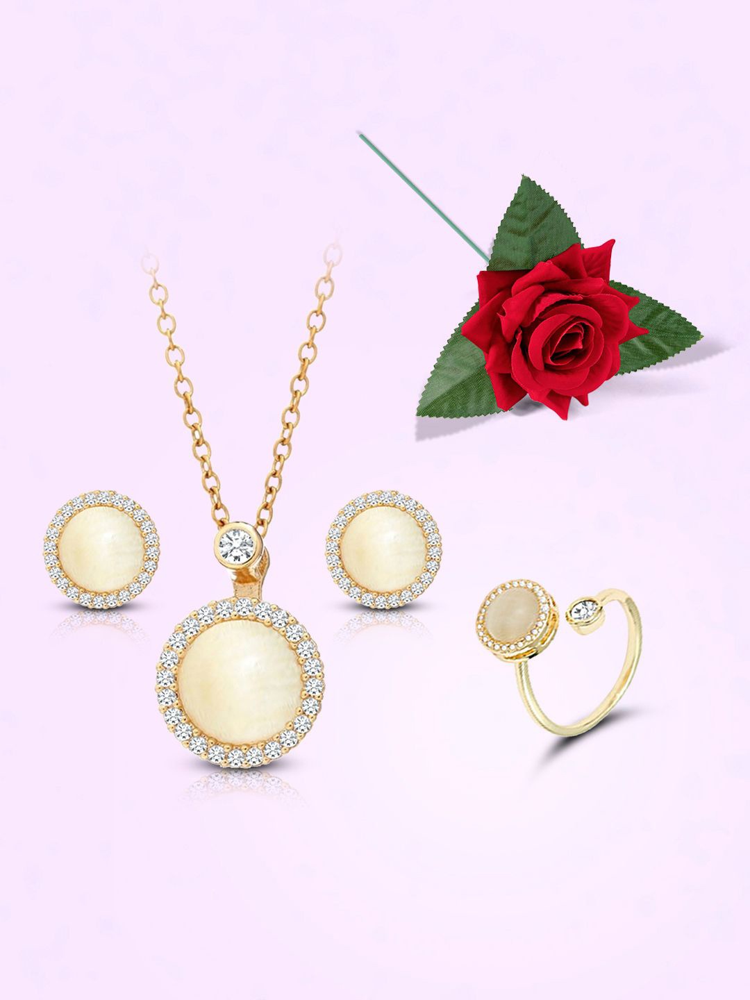 

Peora Gold-Plated Cubic Zirconia Studded Jewellery Set