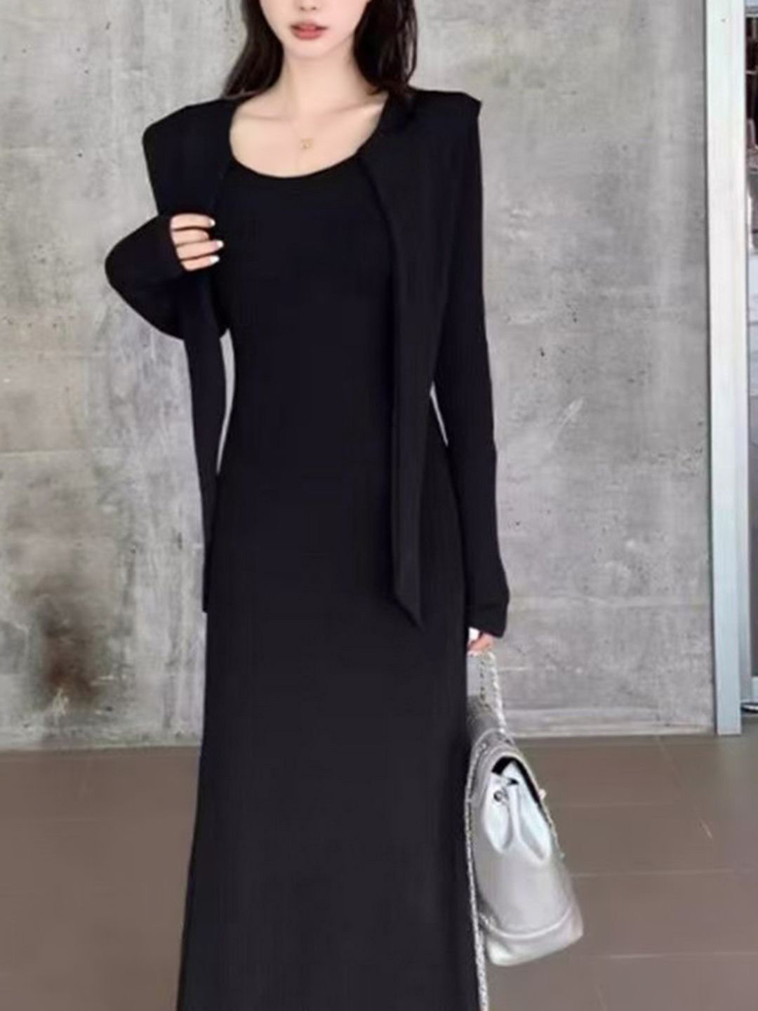 

DressBerry Round Neck Maxi Dress, Black