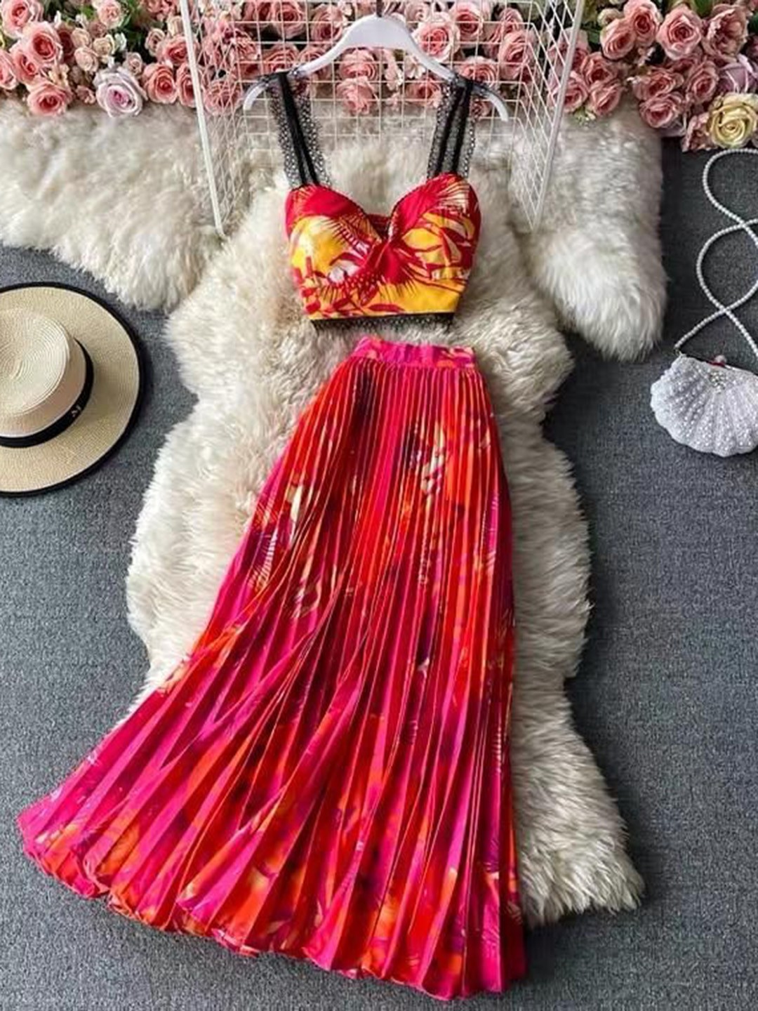 

Alamode By Akanksha Pink Baros Vacay Co-Ord Set