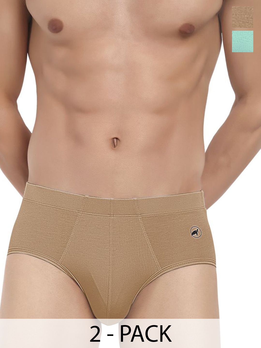 

LOGGERHEAD Pack Of 2 Cotton Hipster Briefs LHIB012-Beige-Mint, Green