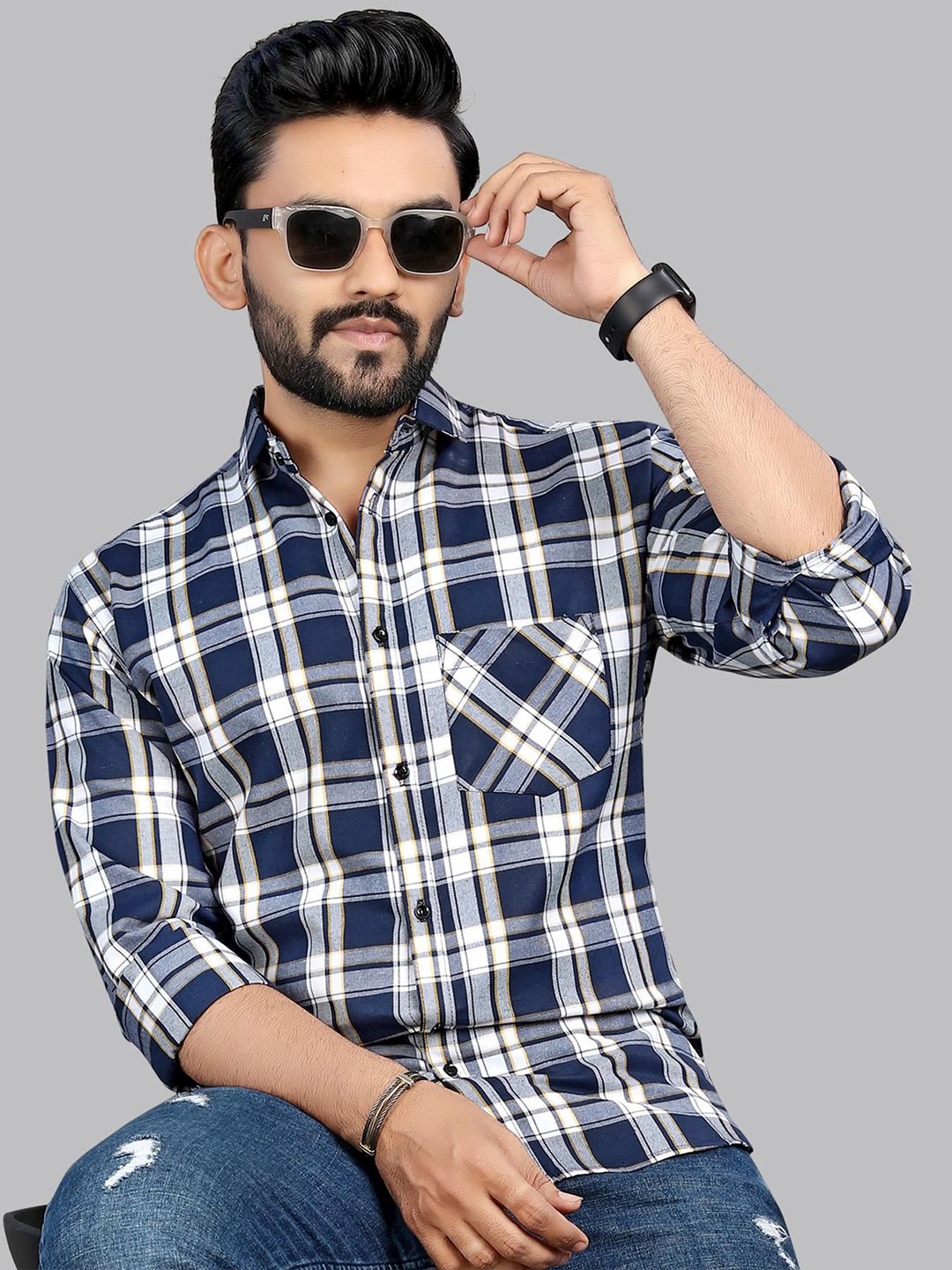 

Moda Rapido Men Classic Tartan Checks Opaque Checked Casual Shirt, Multi