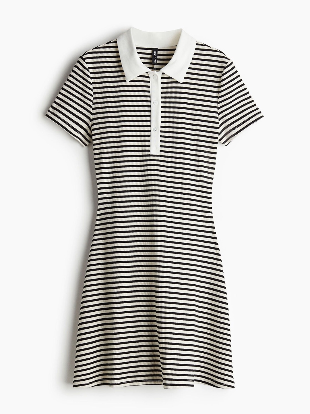 

H&M Flared-Skirt Polo Dress, White
