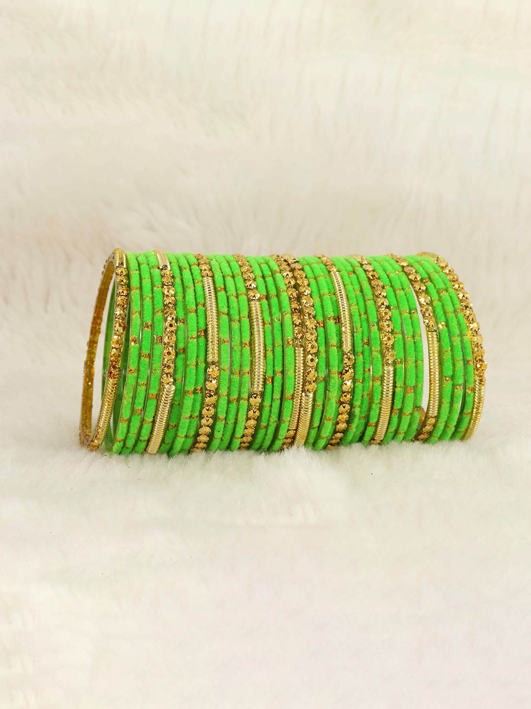 

ZULKA Set Of 34 Embellished Bangles, Green