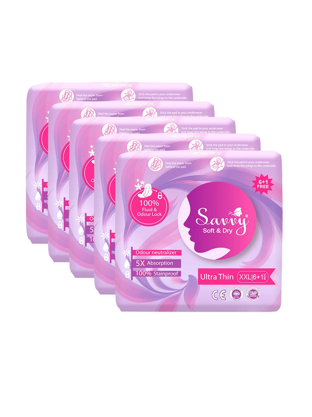 

Savvy Set Of 5 Ultra Thin Cotton Pads - 7 Pads-XXL, White