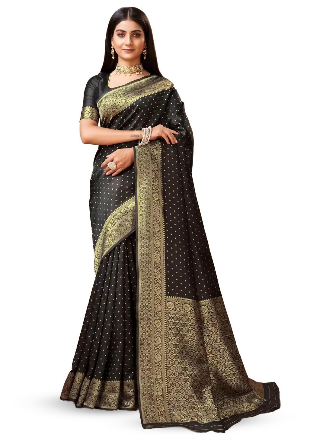 

WATAY Woven Design Zari Art Silk Banarasi Saree, Black