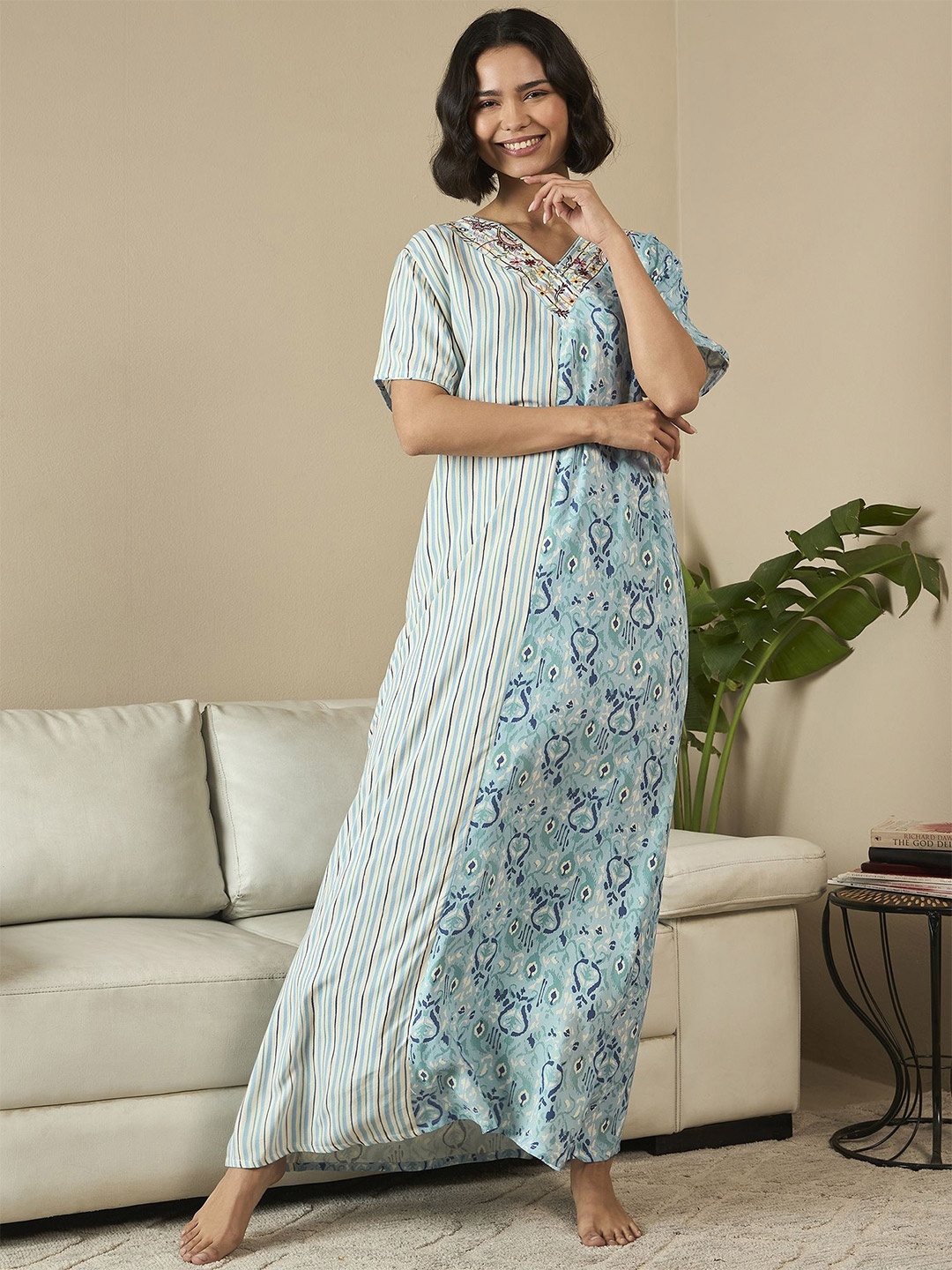 

July Printed Maxi Nightdress, Blue