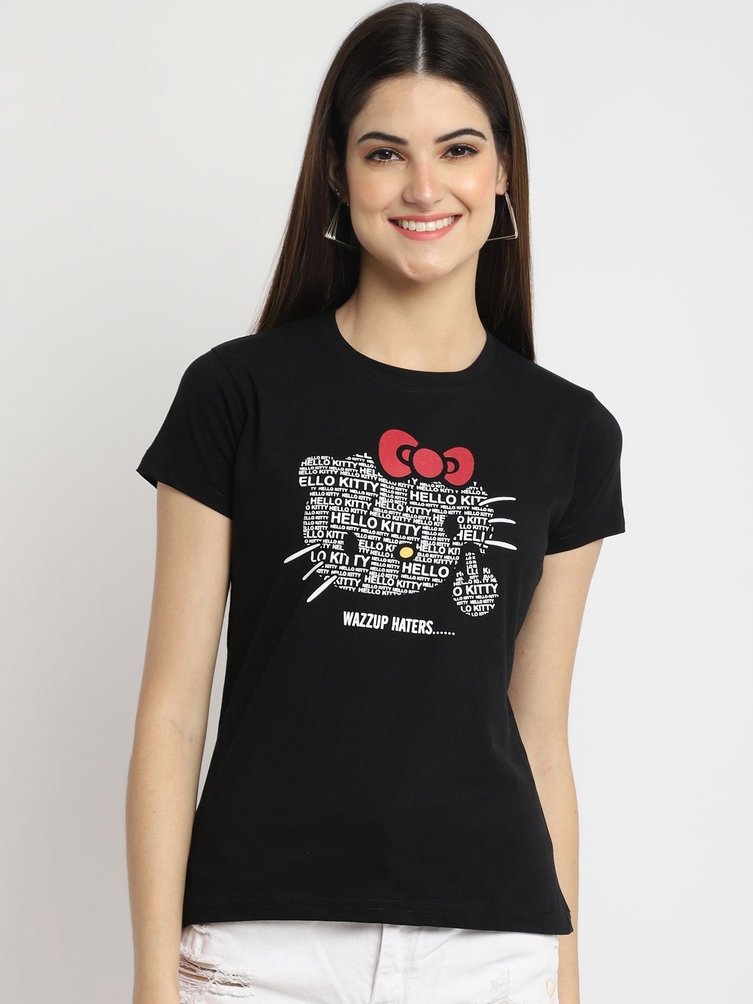 

CORSICA Women Regular Fit Typography Printed Round Neck Cotton T-shirt, Black