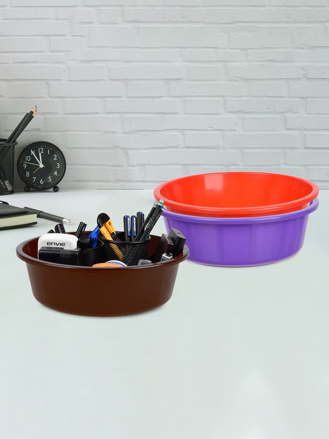 

Kuber Industries Purple & Red 3 Pieces Regular Durable Multi-Utility Organisers