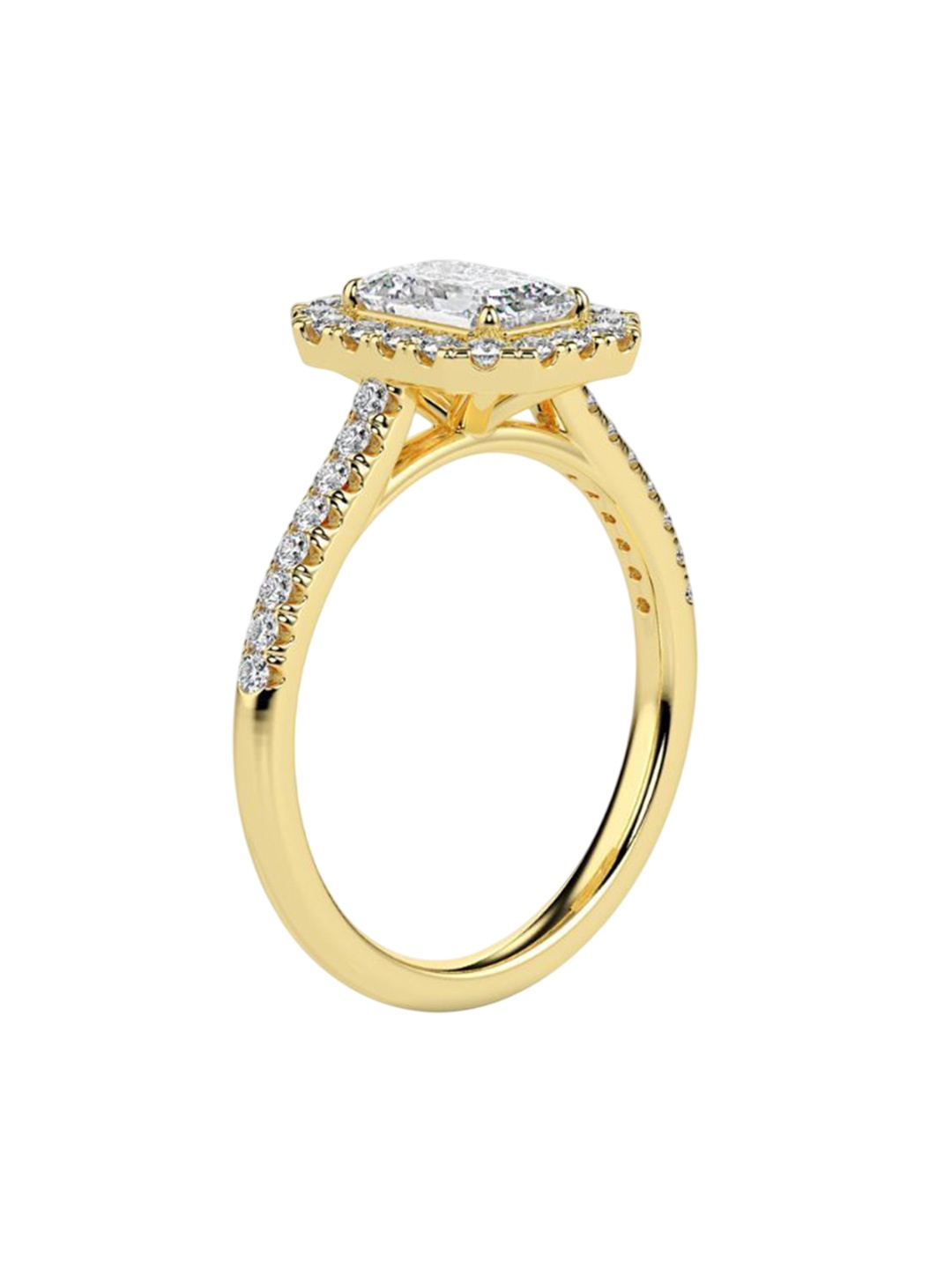 

Emori Brilliant Emerald Cut Diamond Ring - 14 Kt, Gold
