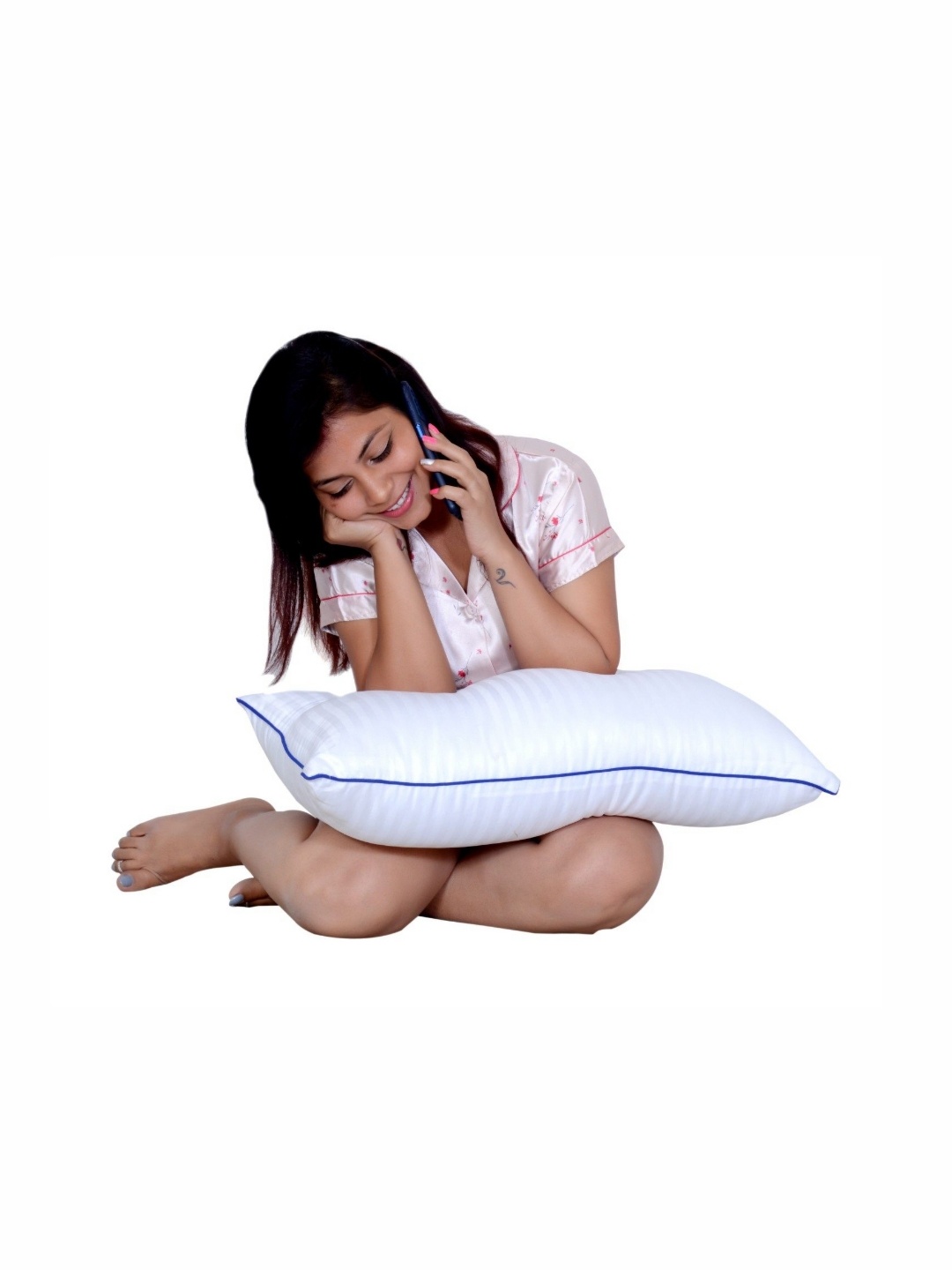

Siroki Bond Blue & White Polyester Breathable Rectangular Sleep Pillow