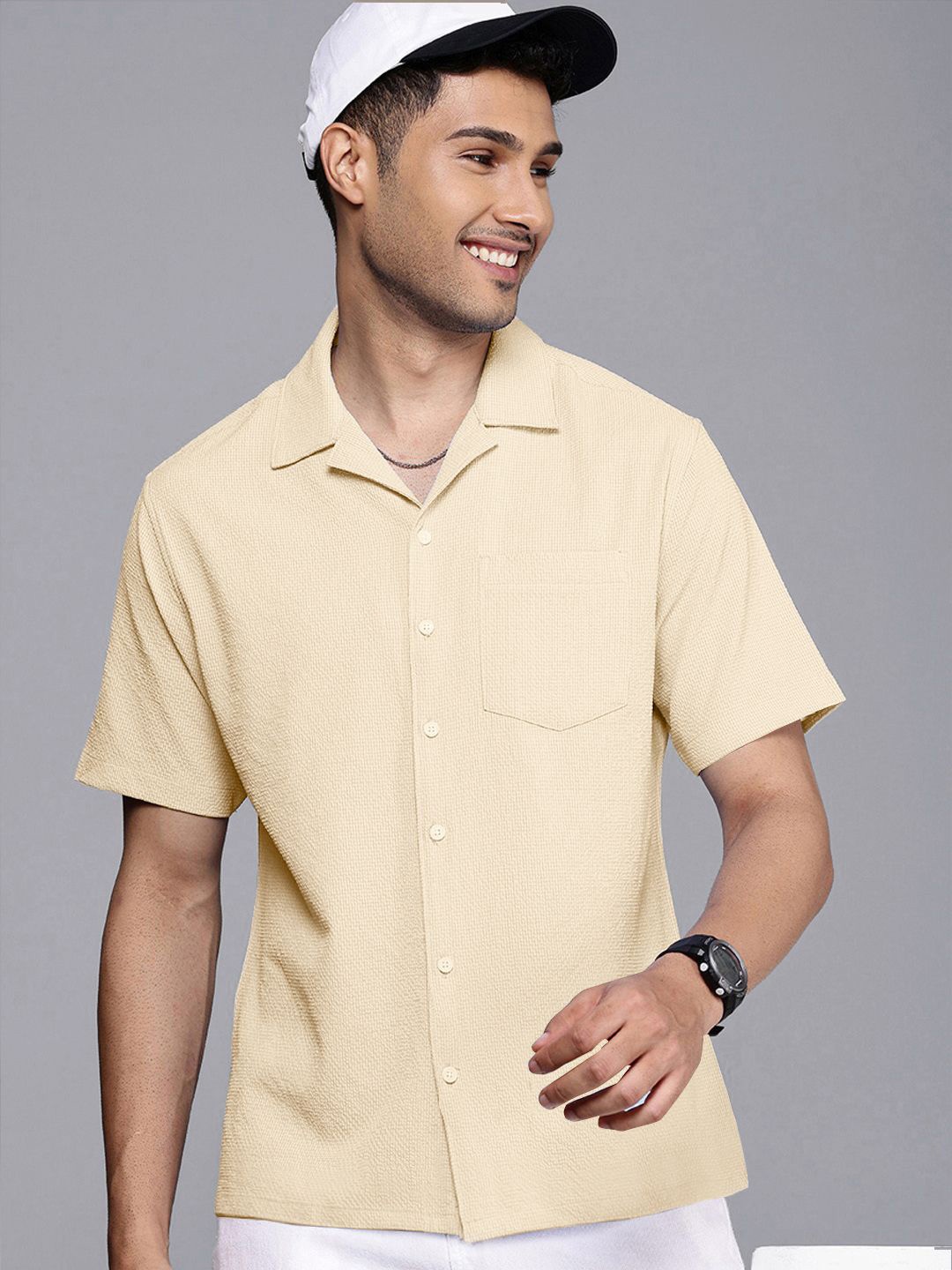 

Moda Rapido Men Standard Opaque Casual Shirt, Cream