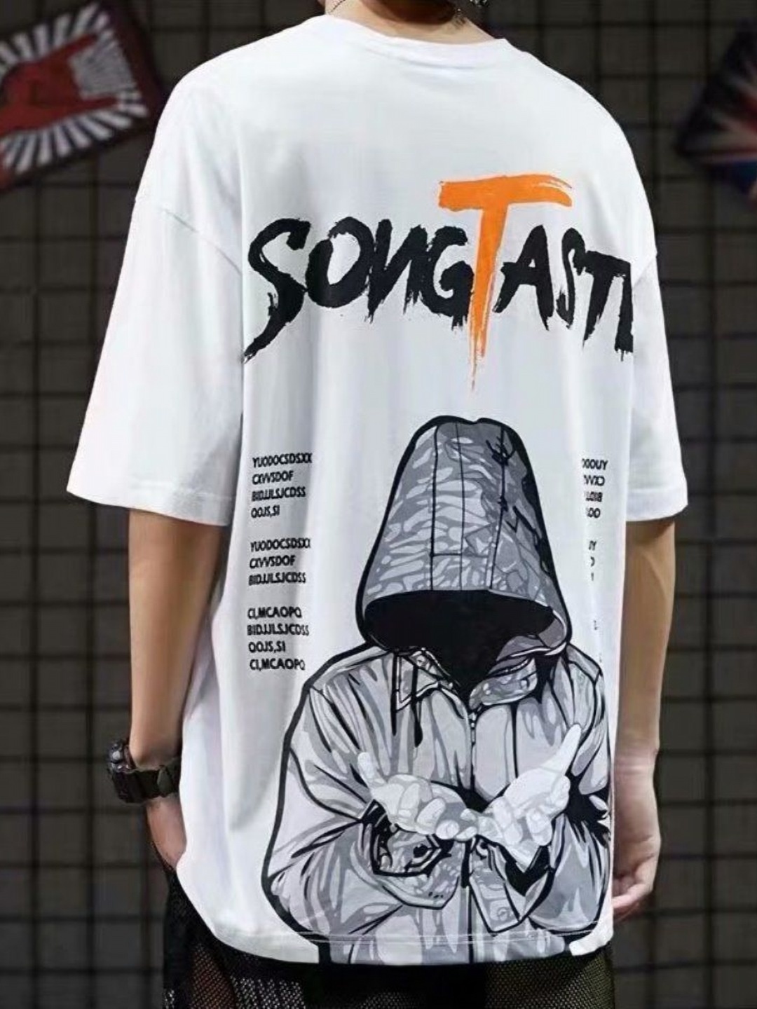 

HERE&NOW Men Graphic Printed Round Neck Oversized T-shirt, White