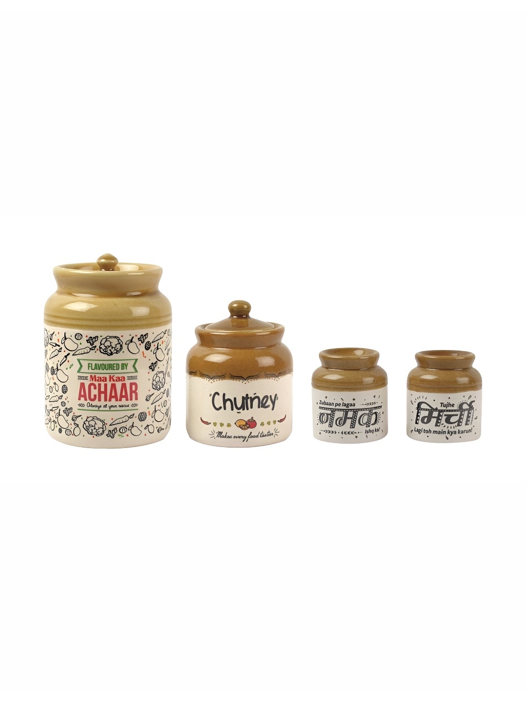 

EK DO DHAI White 4 Pieces Printed Dishwasher and Microwave Safe Canister Container-300ml