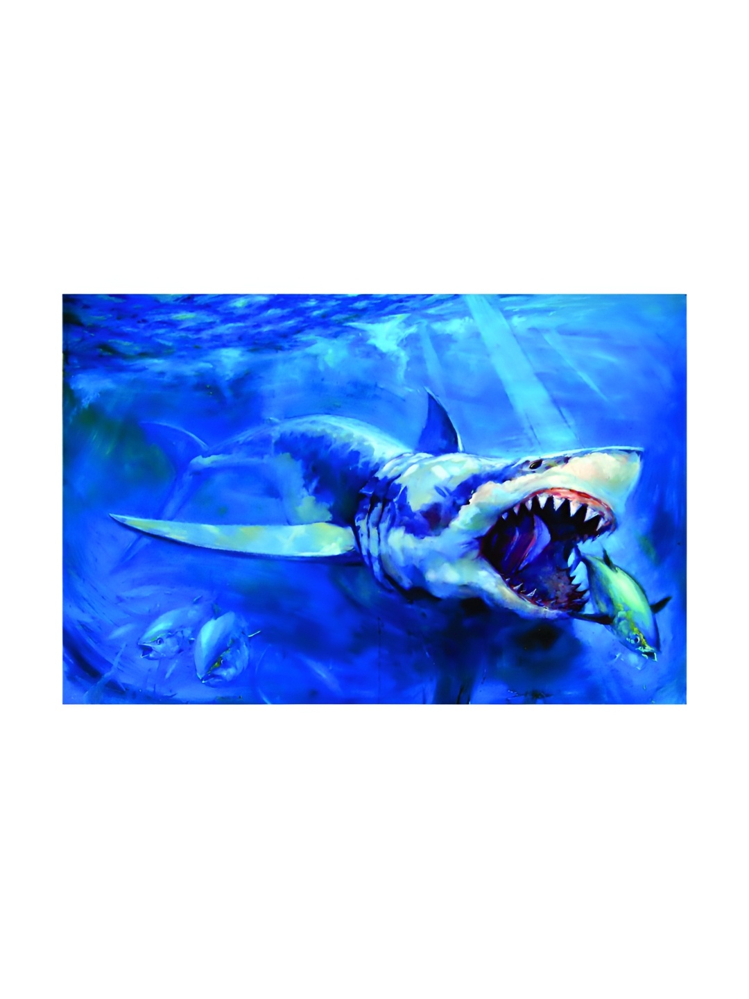 

Inephos Blue & Green Birds An Animals Printed Canvas Beautiful Shark Wall Art