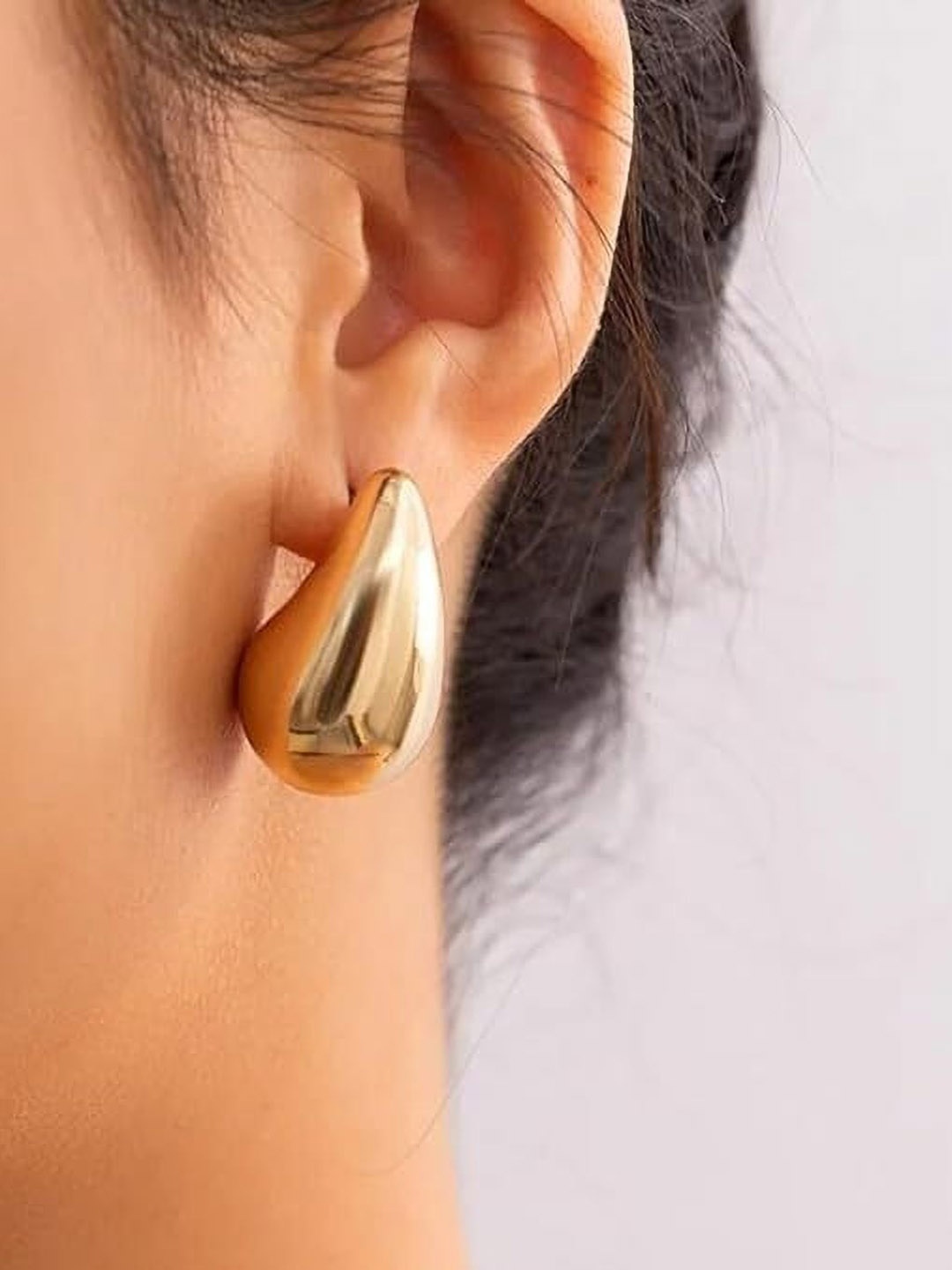 

Celestique Silver-Plated Teardrop Shaped Korean Studs, Gold