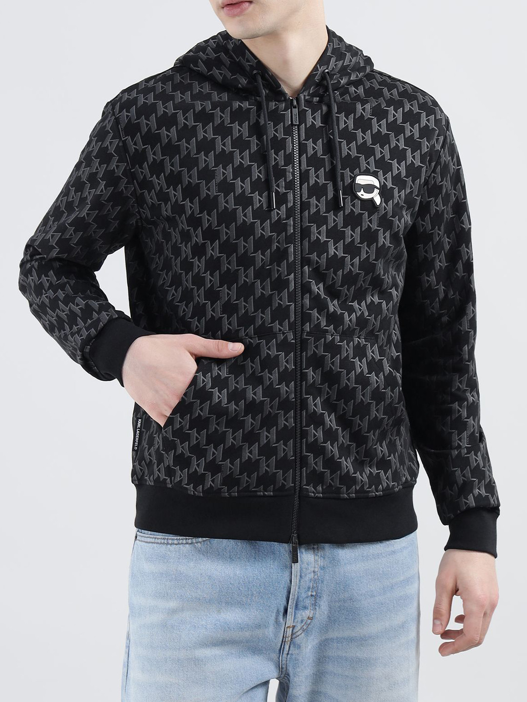 

Karl Lagerfeld Men Printed Hooded Sweatshirt, Black