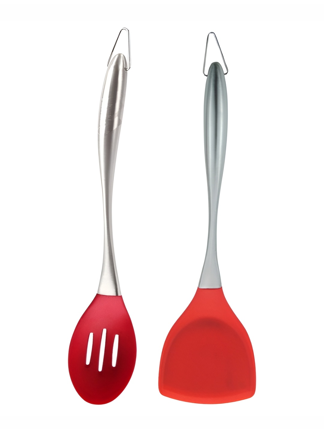 

Baskety Red & Silver-Toned 2 Pieces Steel Spatula With Cooking Spoon