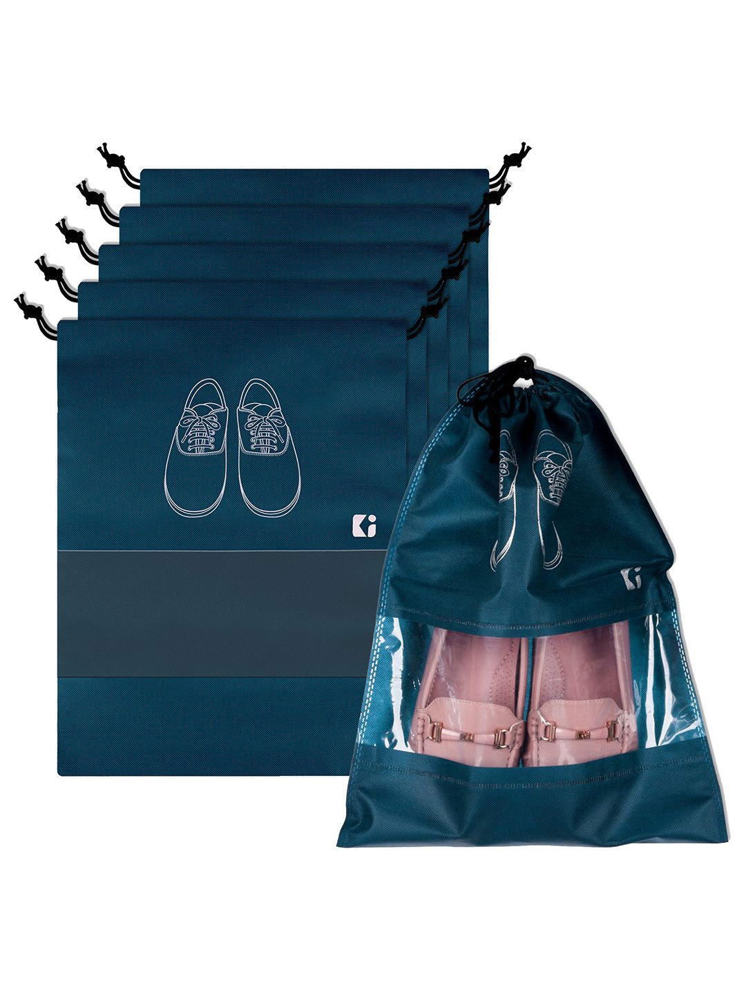 

Kuber Industries Blue and White 6 Pieces Printed Shoes Organisers
