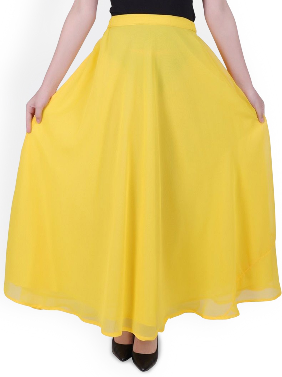 

Warsian Women Skirt Flared Maxi Skirt, Yellow