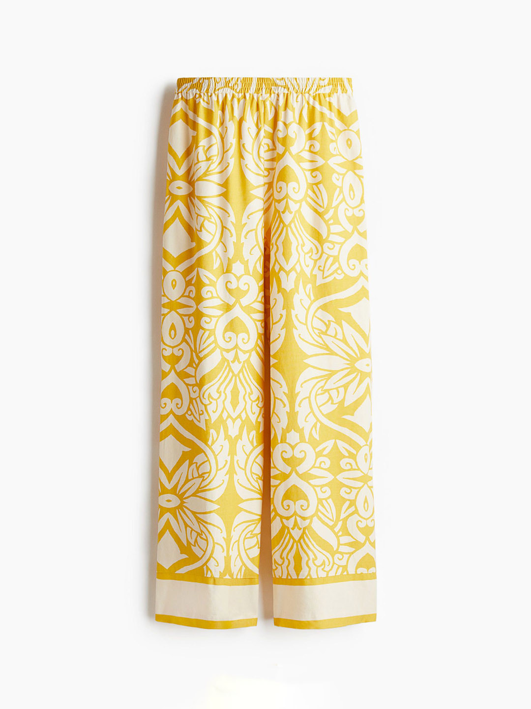 

H&M Women Linen-Blend Trousers, Yellow