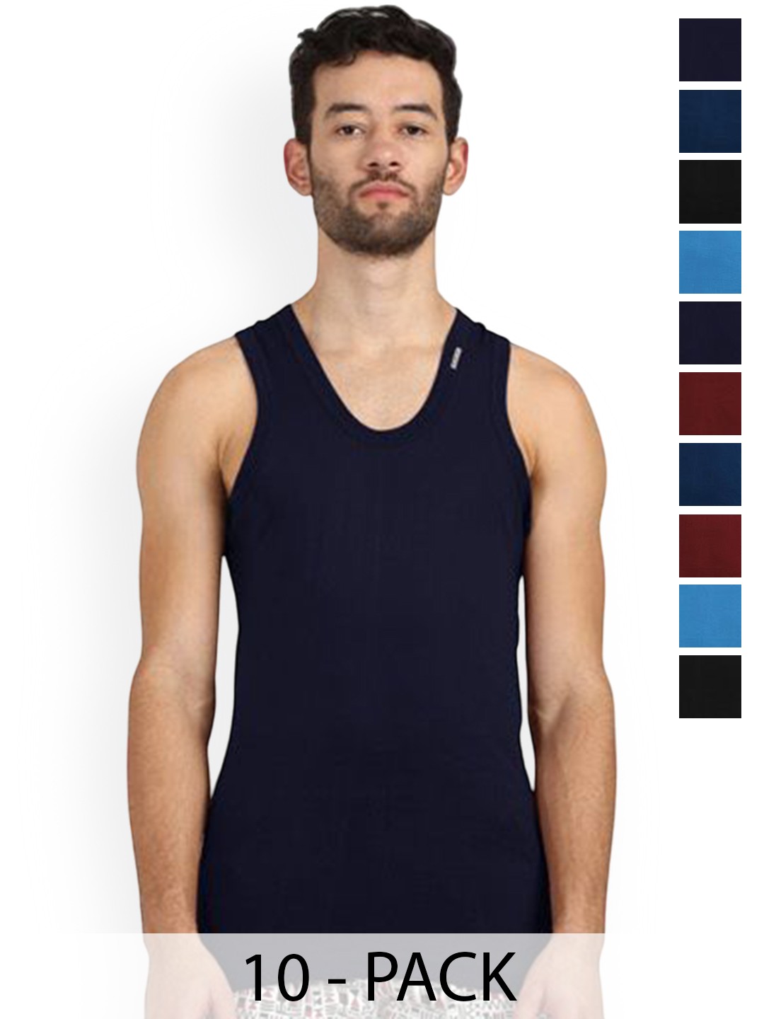 

Rupa Pack Of 10 Assorted Cotton Innerwear Vests - Frontline-Color-Asst-RNS-7-85