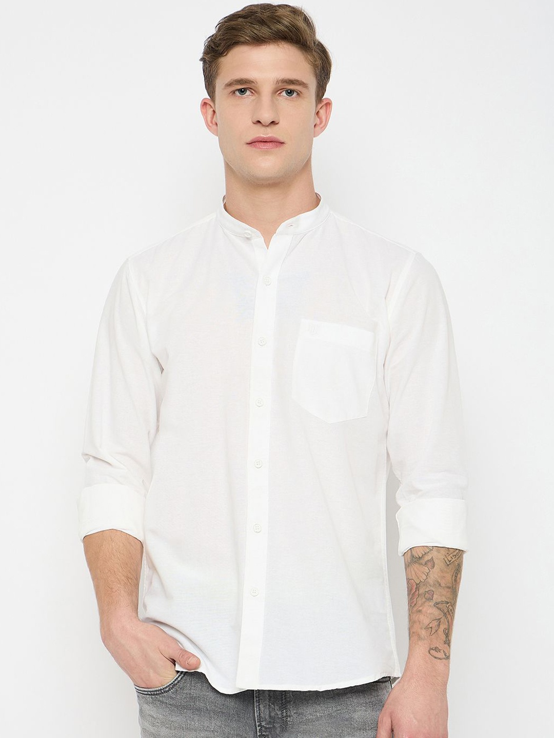 

Duke Men Slim Fit Opaque Casual Shirt, White