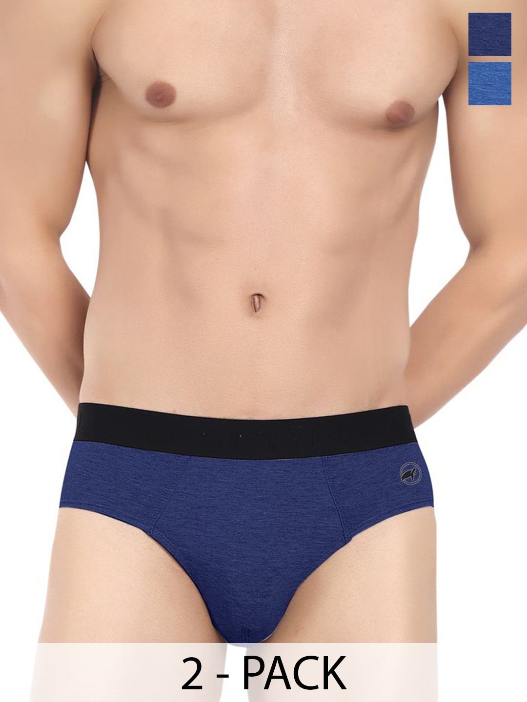 

LOGGERHEAD Pack Of 2 Cotton Mid-Rise Basic Briefs LHFB004-Blue-Navy