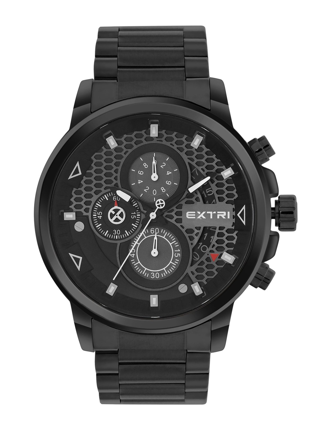 

EXTRI Men Textured Dial & Reset Time Analogue Watch X6079-D, Black