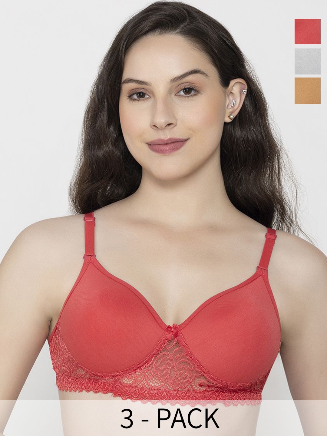 

ESOROUCHA Floral Bra Full Coverage Lightly Padded, Grey