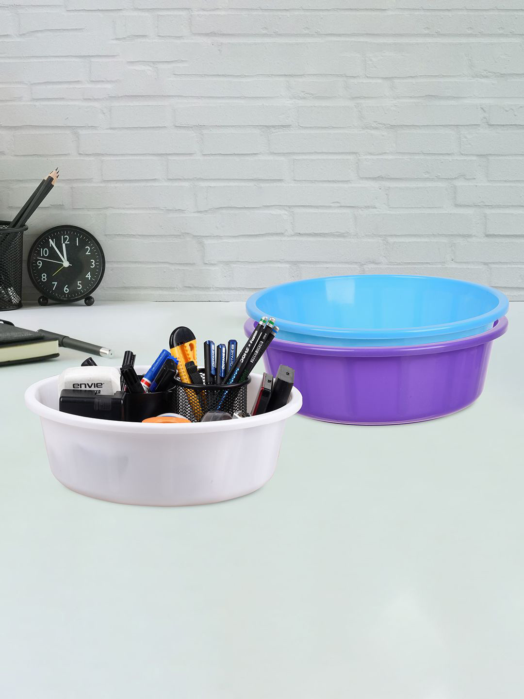 

Kuber Industries Purple & Blue 3 Pieces Regular Durable Multi-Utility Organisers
