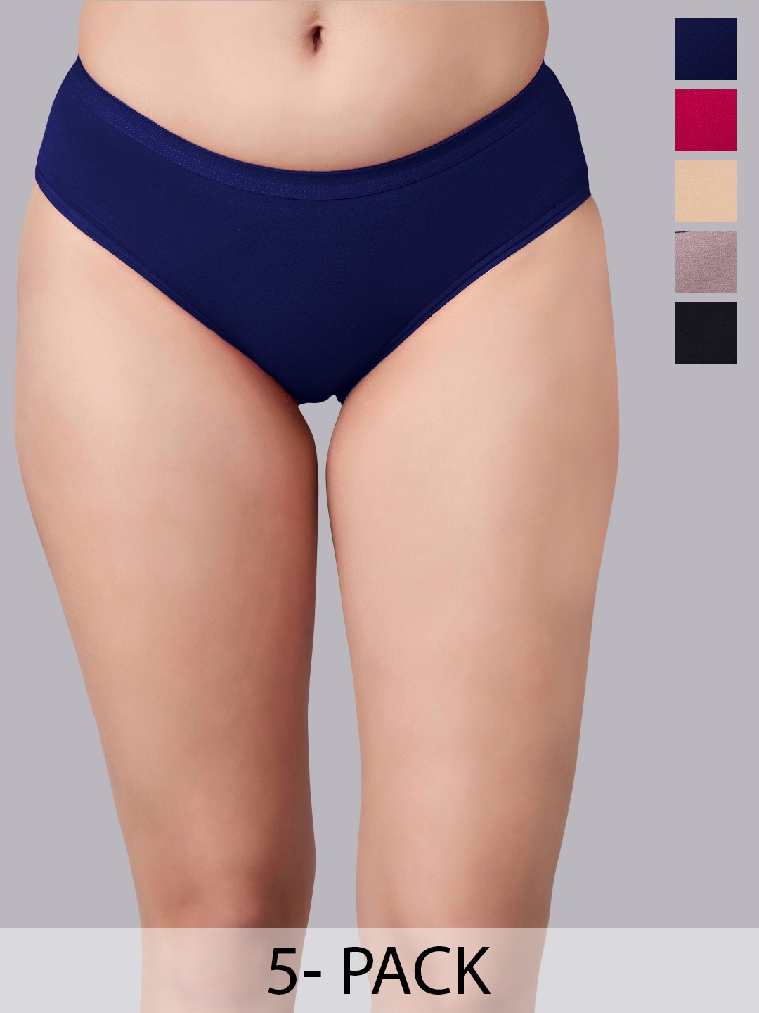 

SIMOH Women Pack Of 6 Assorted Mid-Rise Basic Briefs