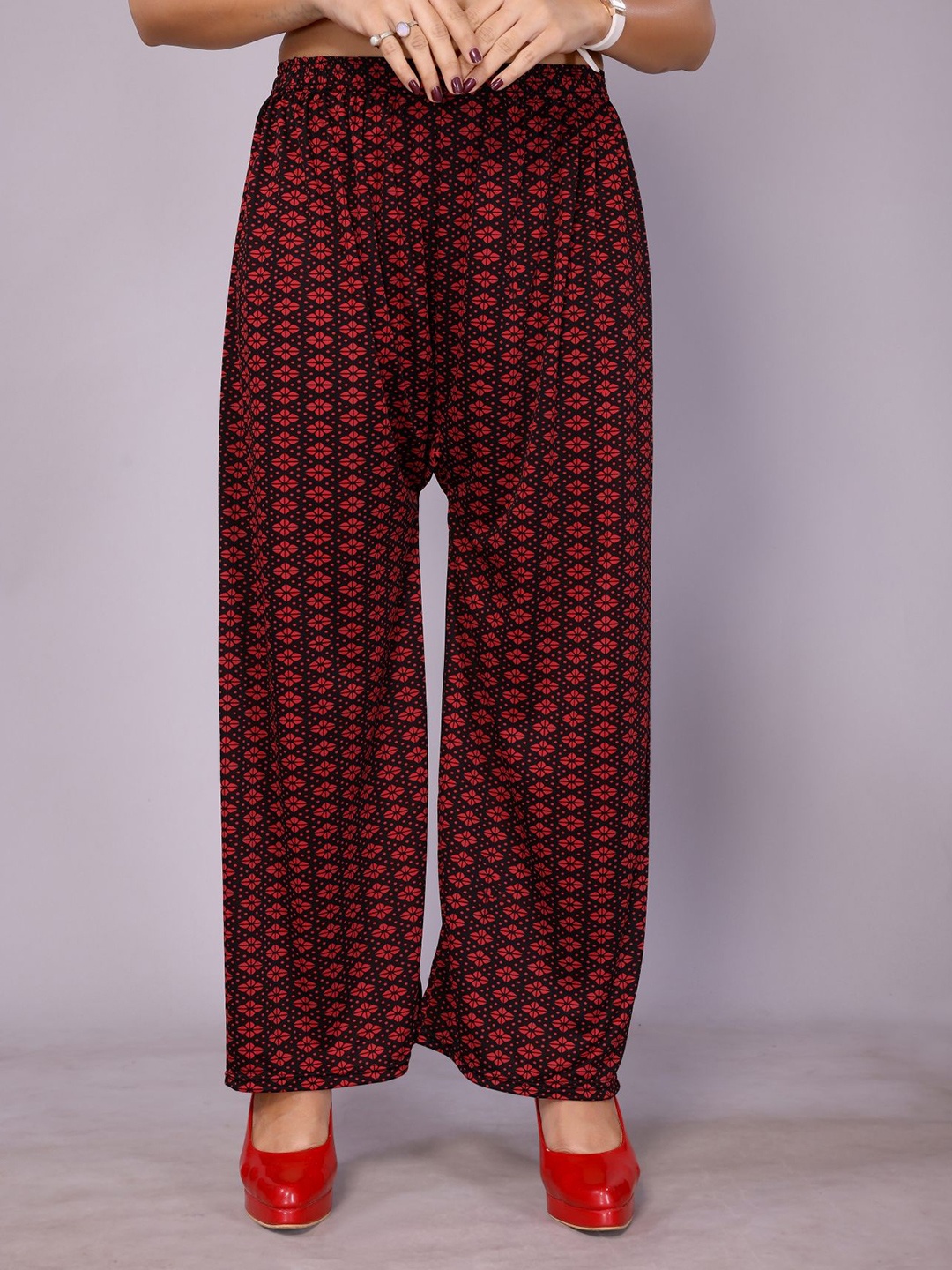 

vj fashion Women Floral Printed Palazzos, Red