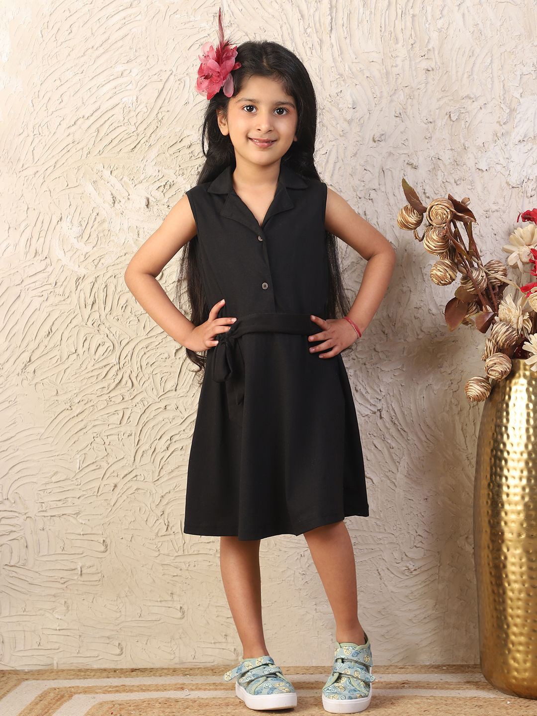 

MINI & MING Girls Sleeveless Shirt Dress, Black