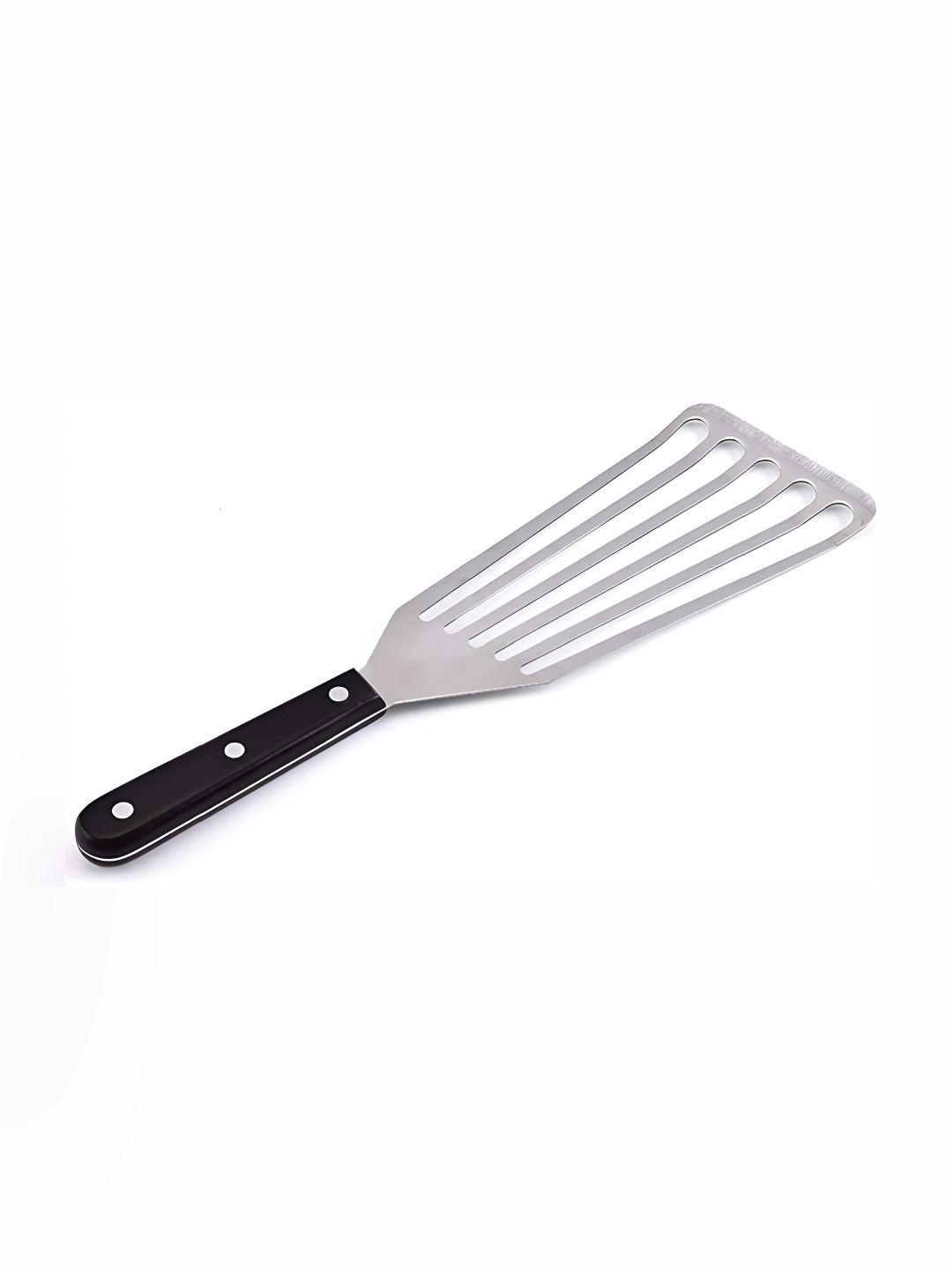 

Baskety Silver-Toned And Black Stainless Steel Fish Fry Small Slotted Turner Spatula