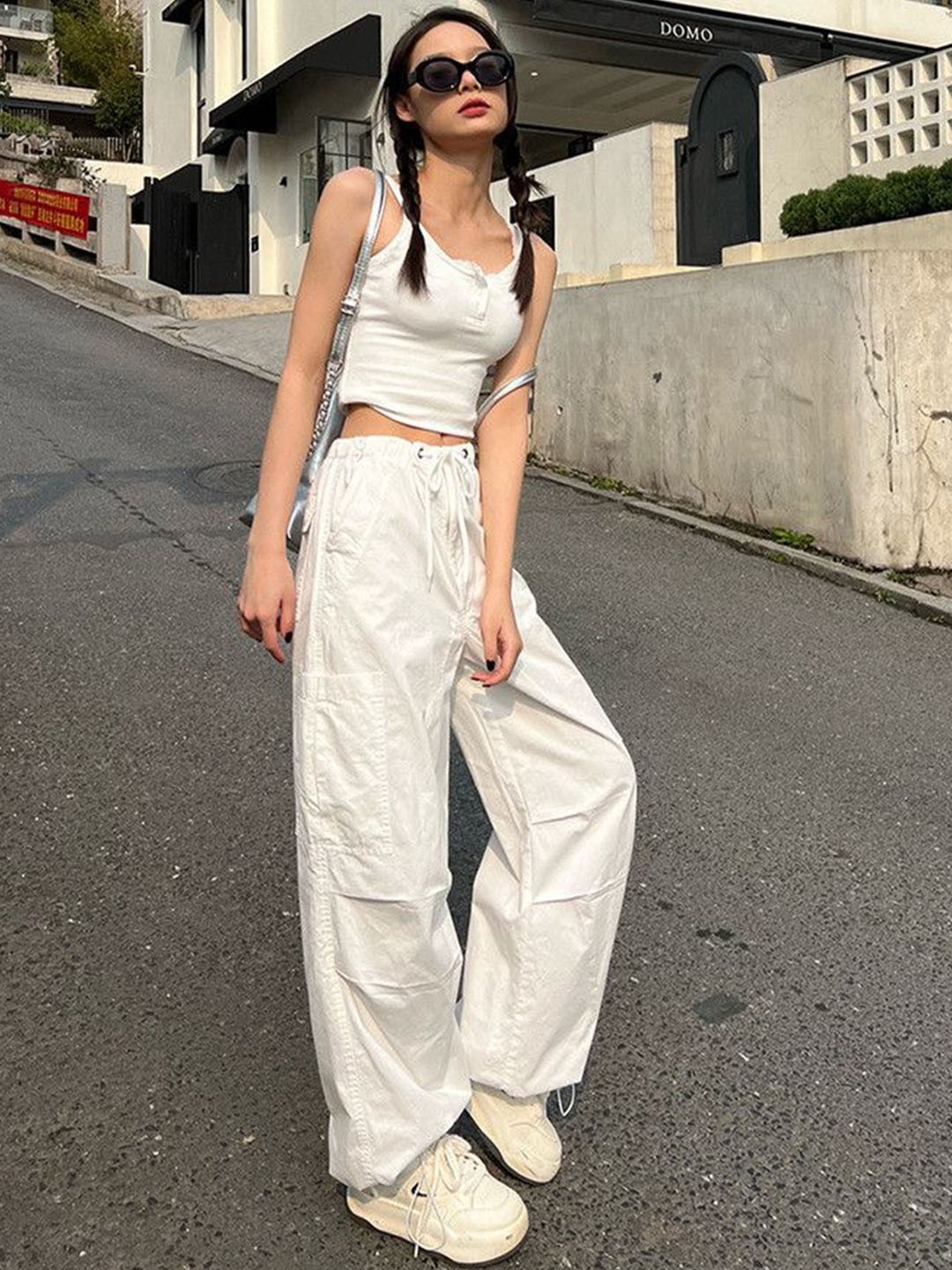 

DressBerry Women High-Rise Korean Pants Trousers, White