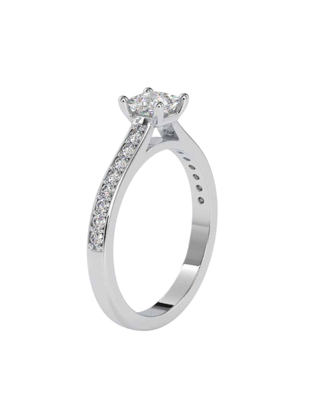 

Sparkling Women 14 Kt White Gold Princess Cut Diamond 0.75 Kt Ring