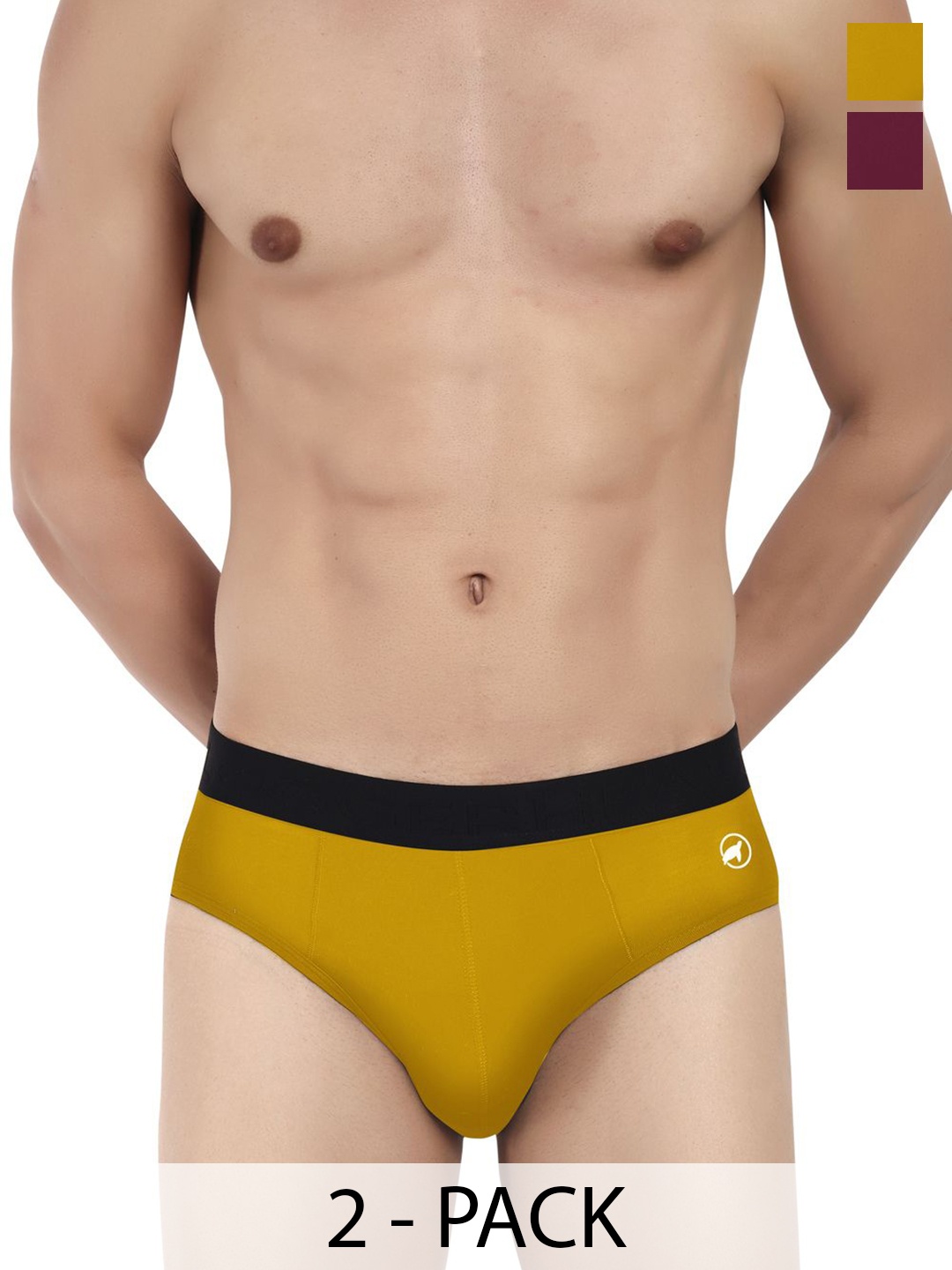 

LOGGERHEAD Pack Of 2 Cotton Hipster Briefs LHMB002-Maroon-Yellow