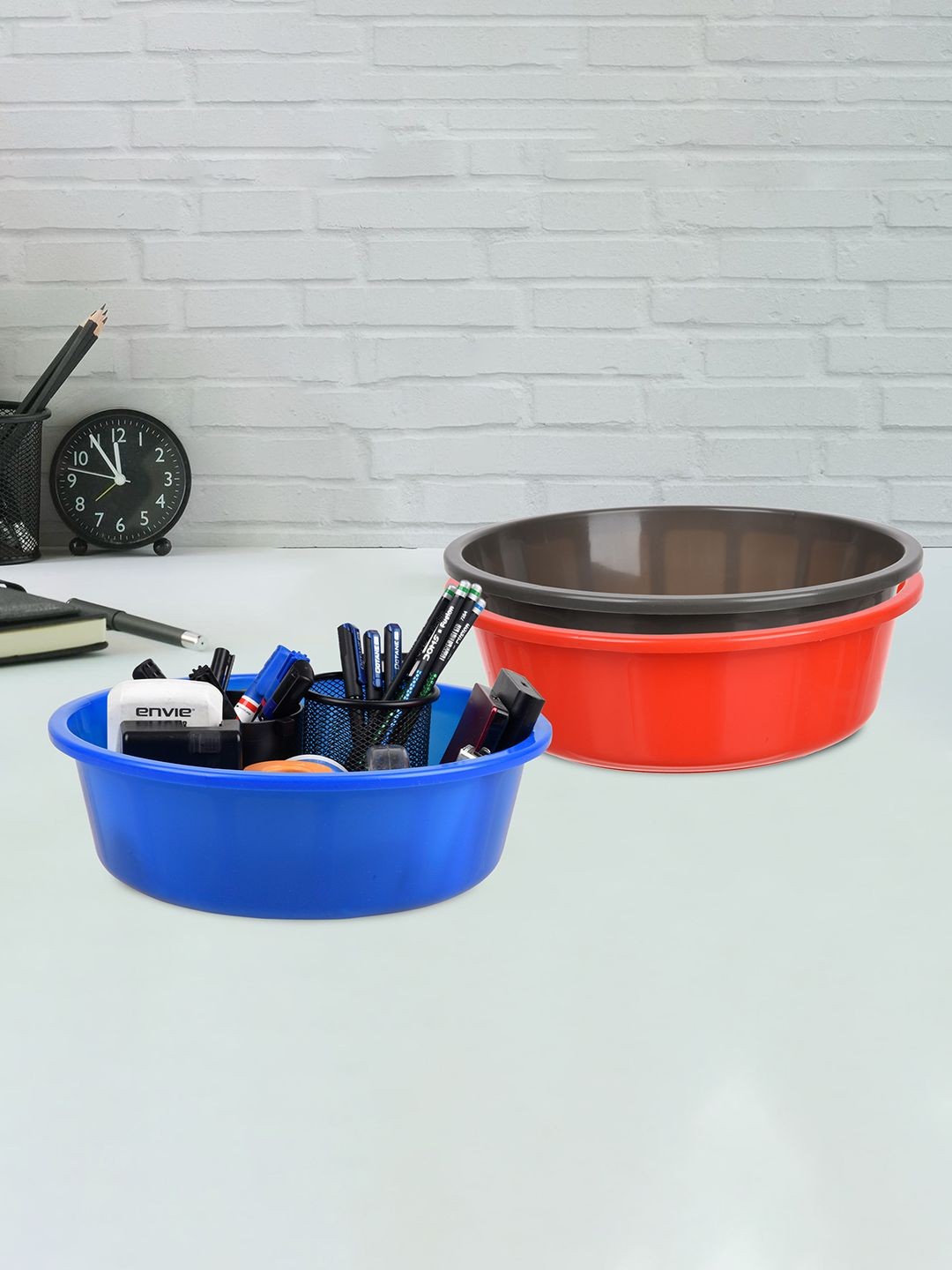 

Kuber Industries Red & Grey 3 Pieces Regular Desk Organisers