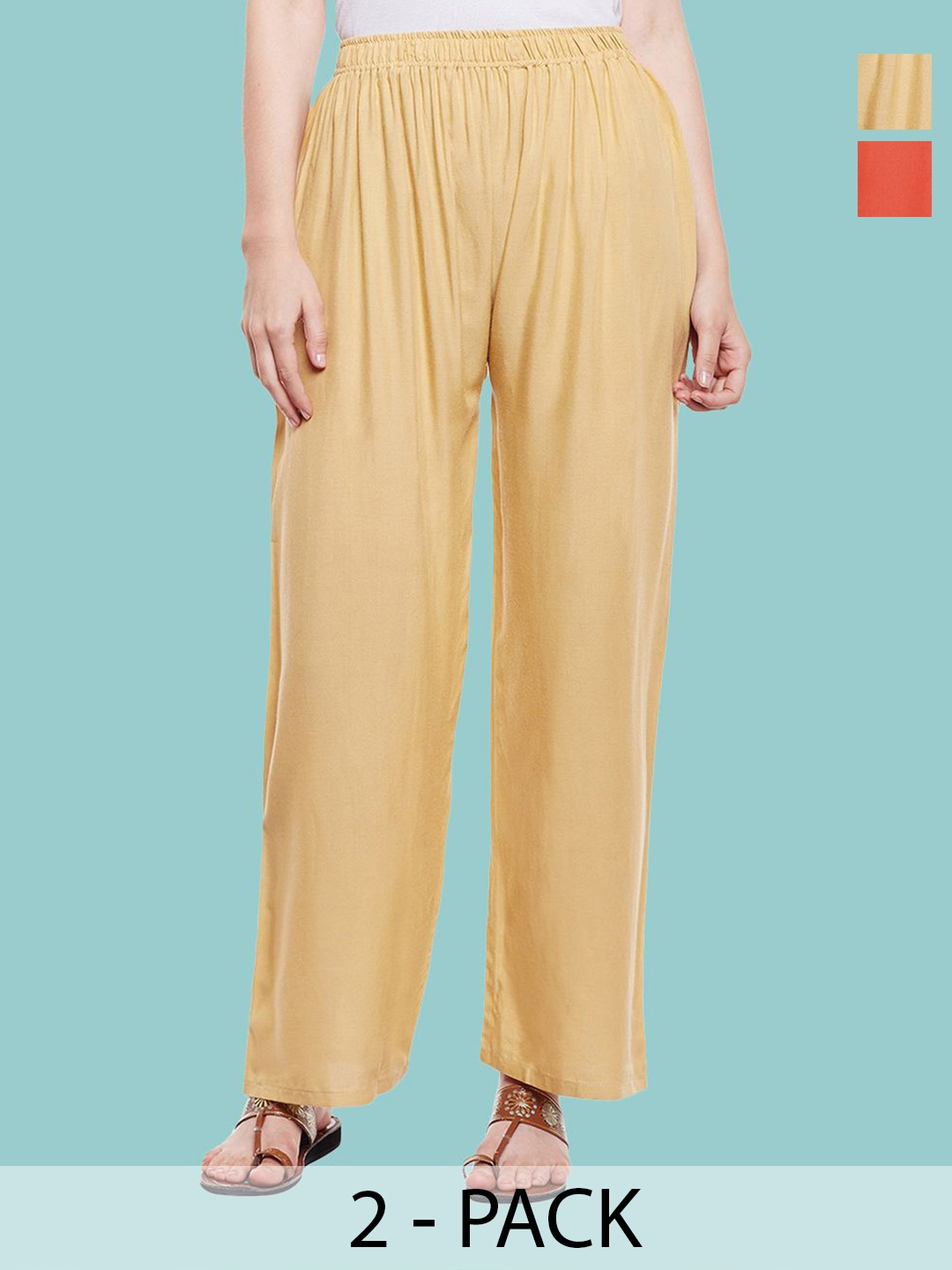

Castle Lifestyle Women 2 Ethnic Palazzos, Peach