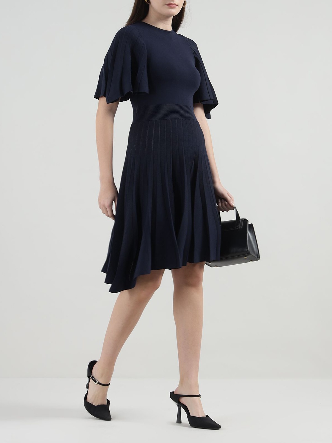 

Ted Baker Women Cotton Flared Sleeve Fit & Flare Mini Dress, Navy blue