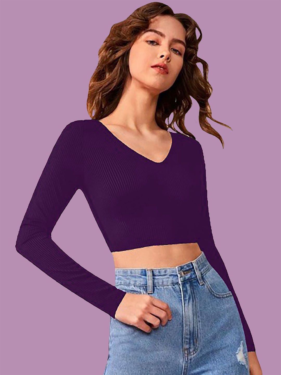 

Dream Beauty Fashion Women Fitted Crop Top, Purple