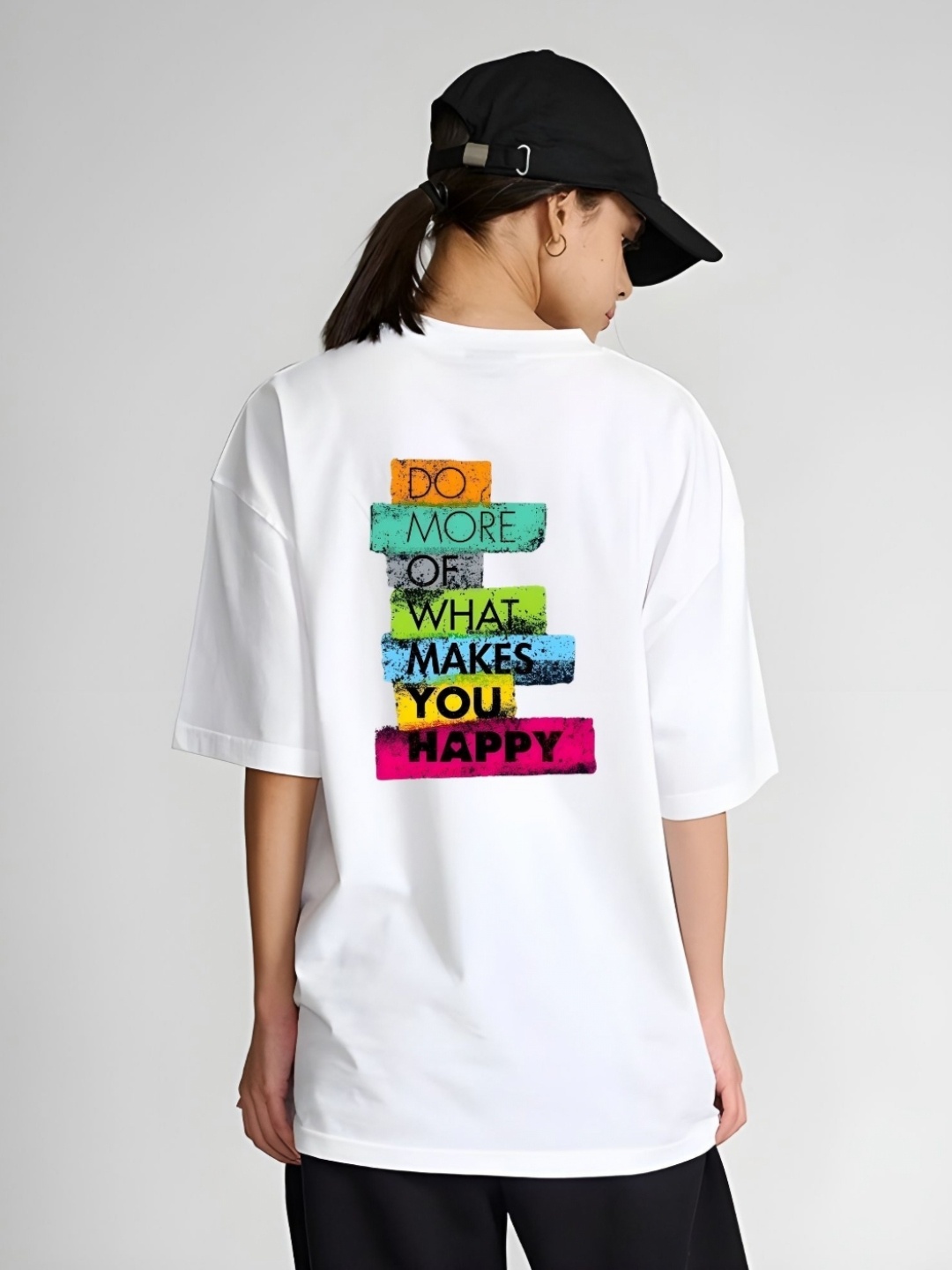 

Moda Rapido Women Typography Printed Round Neck Cotton Oversized T-shirt, White