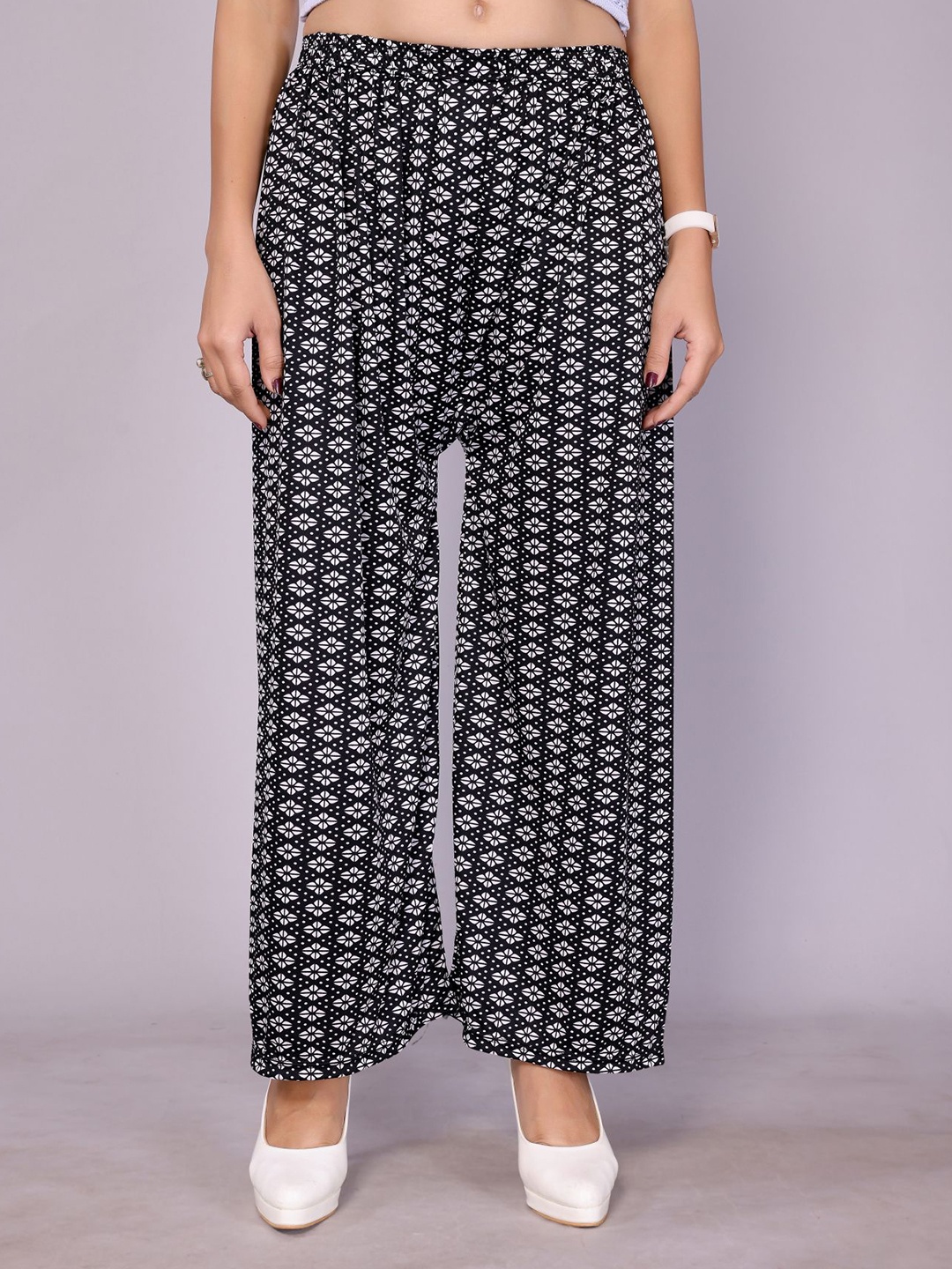 

vj fashion Women Printed Palazzos, Black