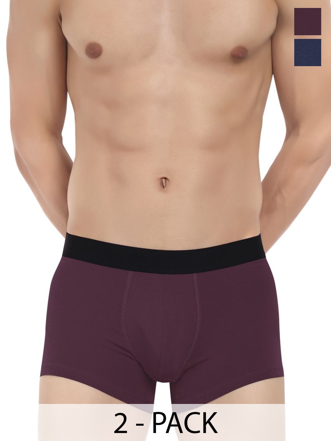 

LOGGERHEAD Pack Of 2 Cotton Outer Elastic Trunk LHFT004-Navy-Maroon-Navy-Maroon