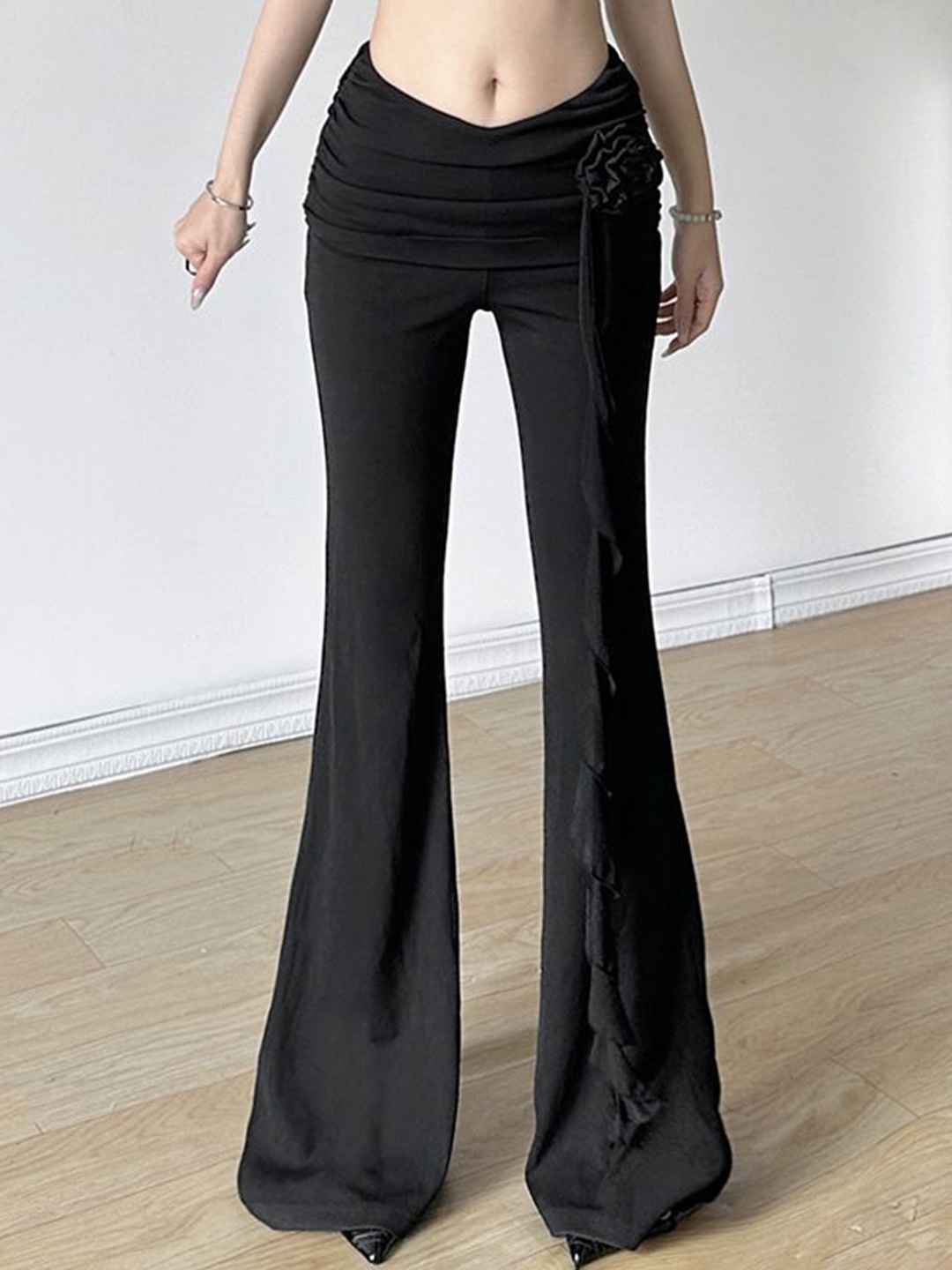 

StyleCast Women Mid-Rise Bootcut Trousers, Black
