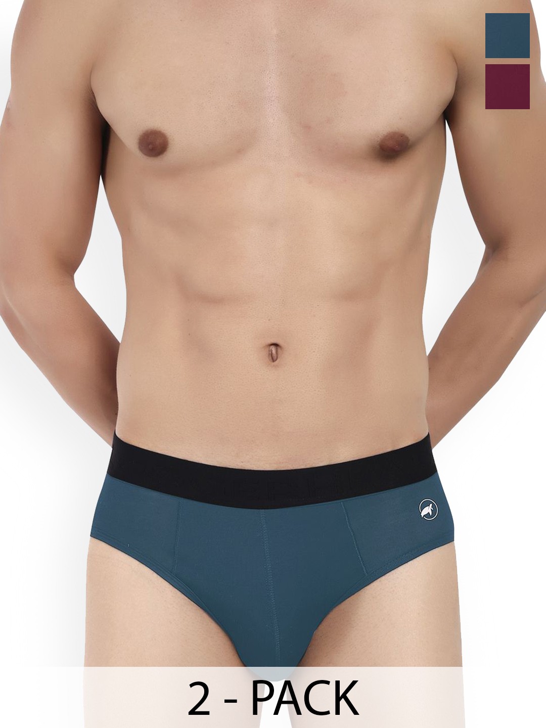 

LOGGERHEAD Men Pack Of2 Cotton Mid-Rise Outer Elastic Hipster Briefs LHMB002-Maroon-R.Blue