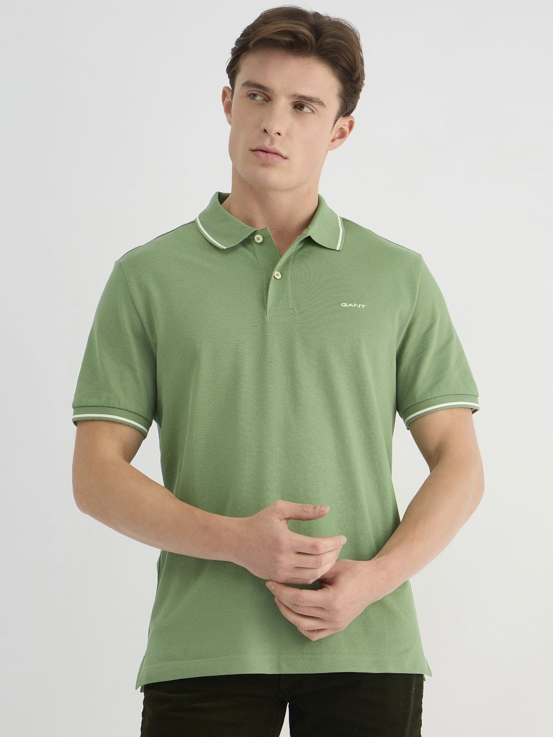 

GANT Men Solid Polo Collar Pique Cotton T-shirt, Green