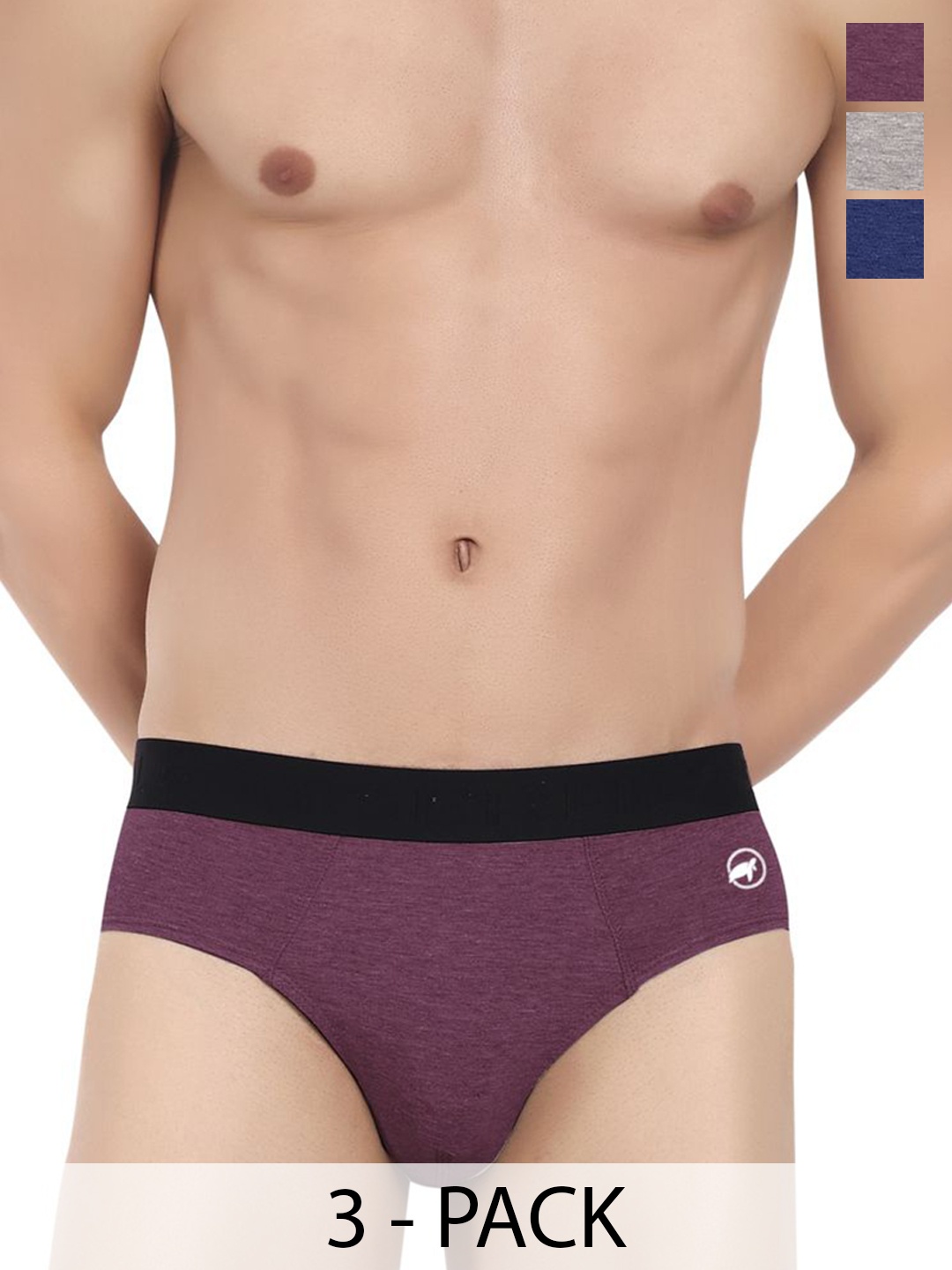

LOGGERHEAD Pack Of 3 Cotton Hipster Briefs LHFB004-Anthra-Navy-Wine, Grey