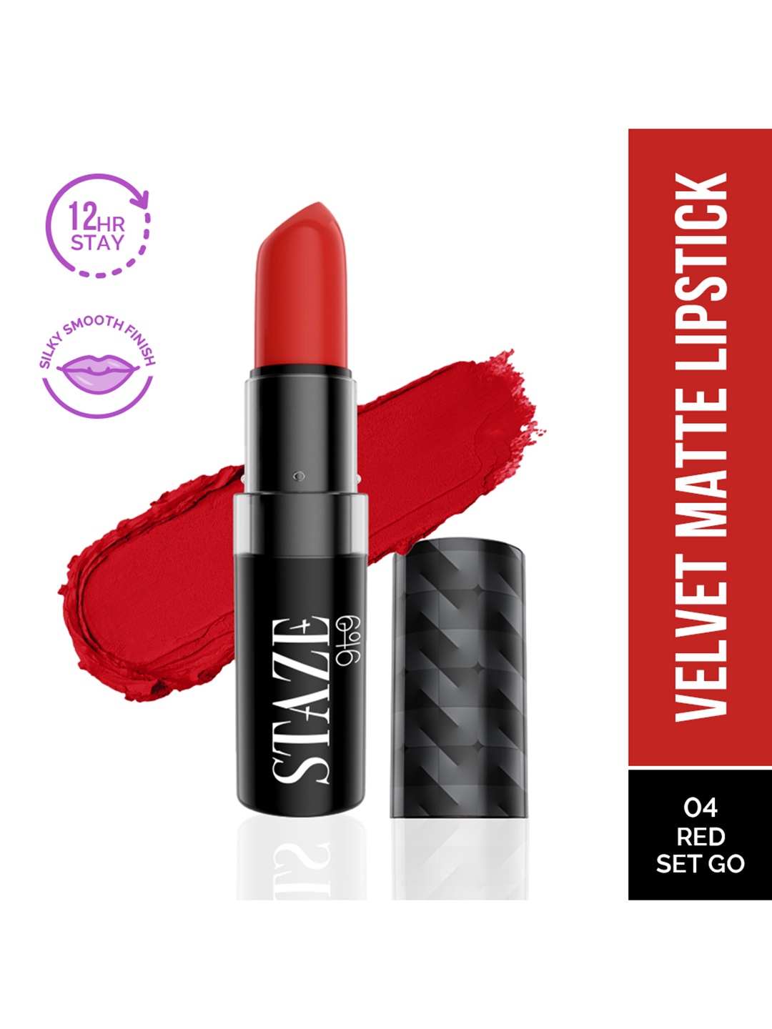 

STAZE 9to9 Velvet Kiss Matte Intense Color Lipstick 3.8 g - Red Set Go 04